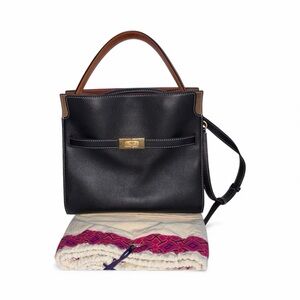 NEW Tory Burch Lee Radziwill Double Black Leather Satchel/Shoulder Crossbody Bag